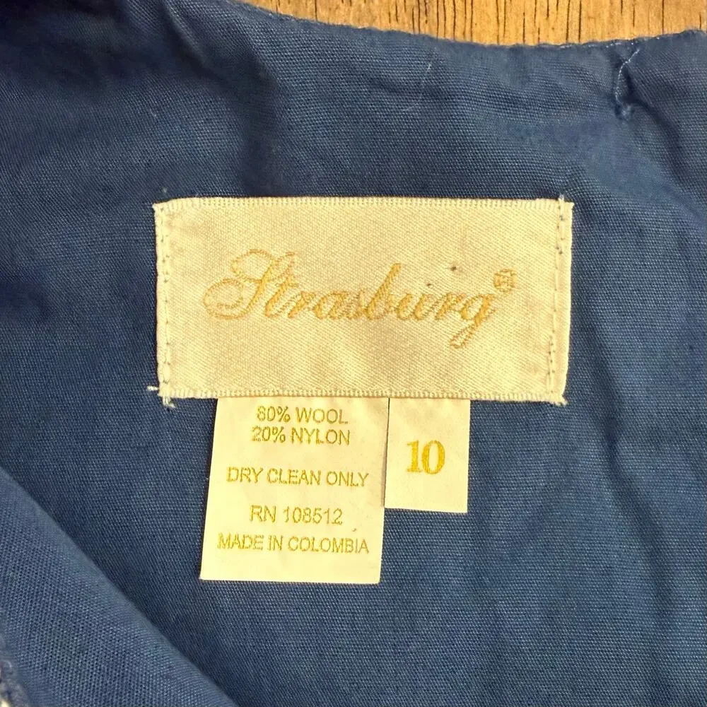 Strasburg Dress Wool Cottagecore Sleeveless Back Buttons Blue Girls Youth 10